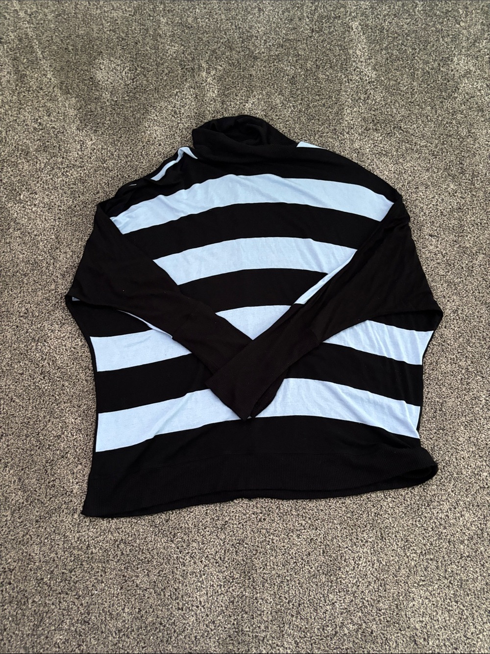 Apt. 9 Black and Light Blue Striped Turtleneck Sweater